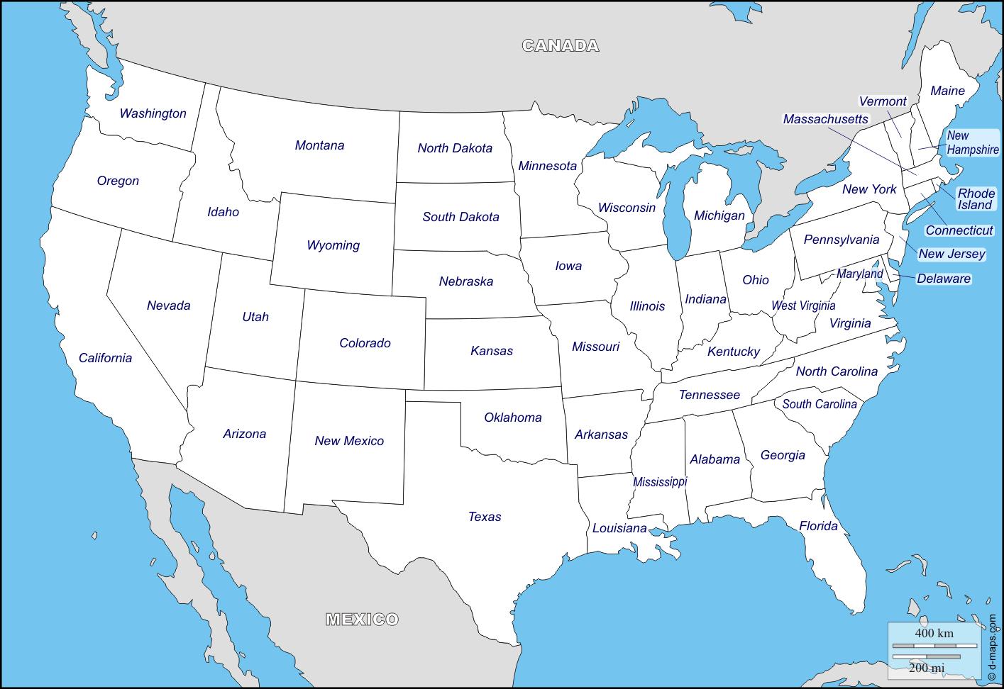国の米国の図の白地図 米国北アメリカ ア