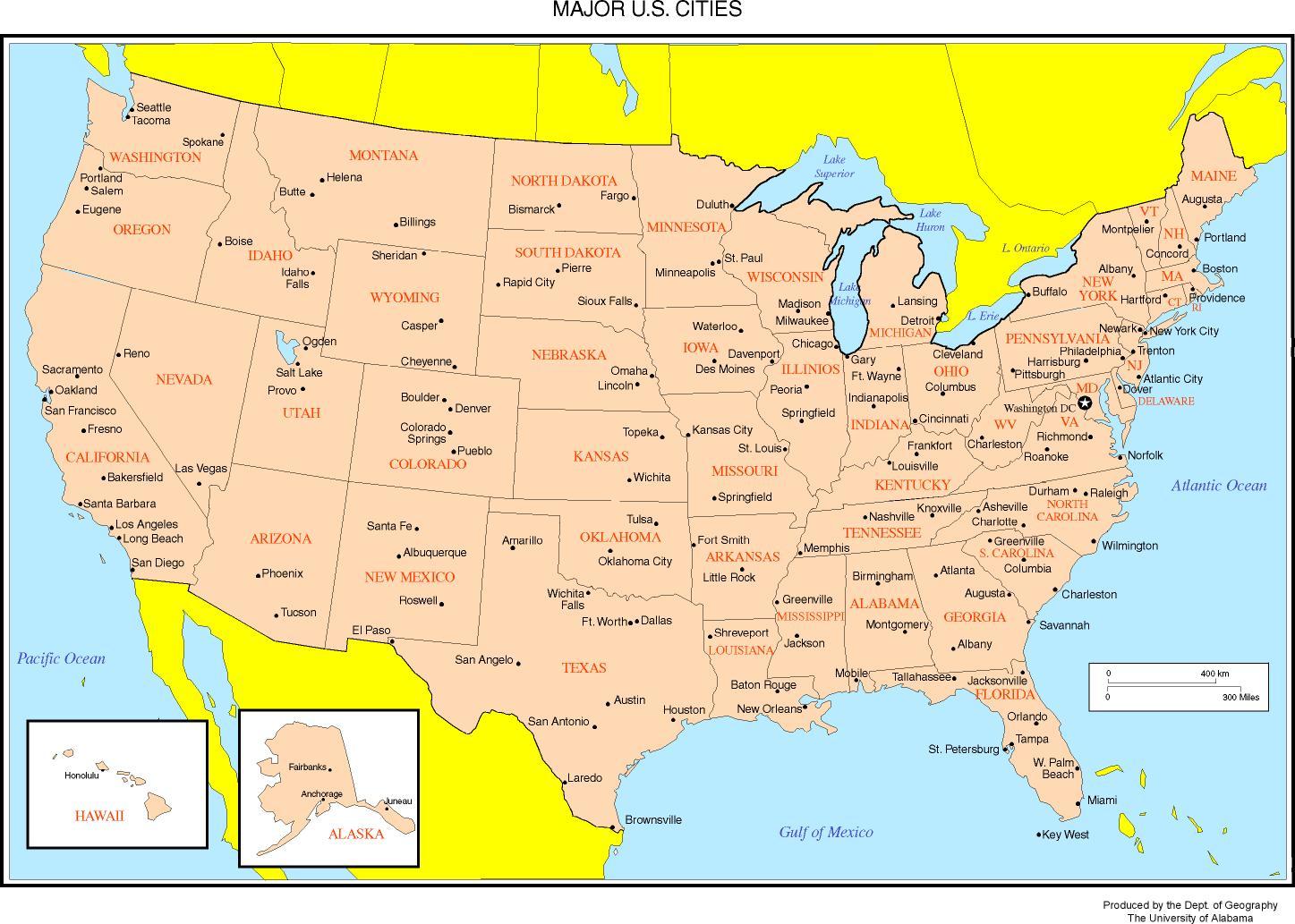 米国の主要都市地図 地図の主要な都市 北米 ア