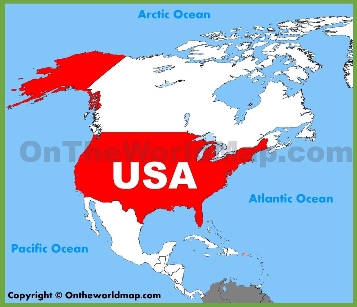 北アメリカの地図