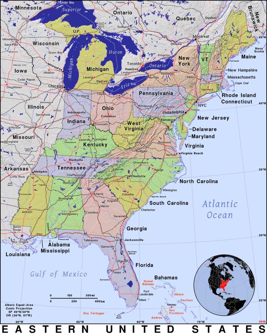 地図eastern米国