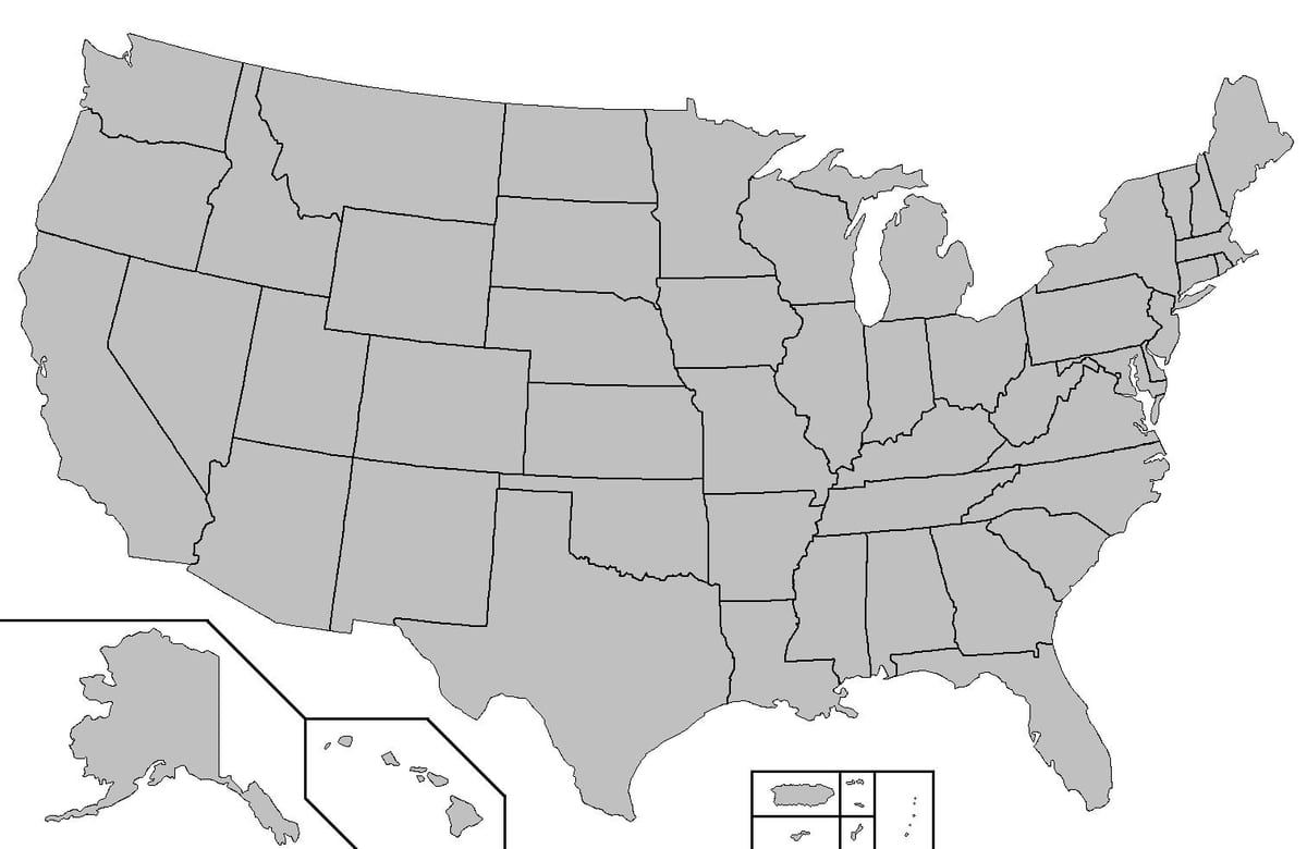 米国の空白地図