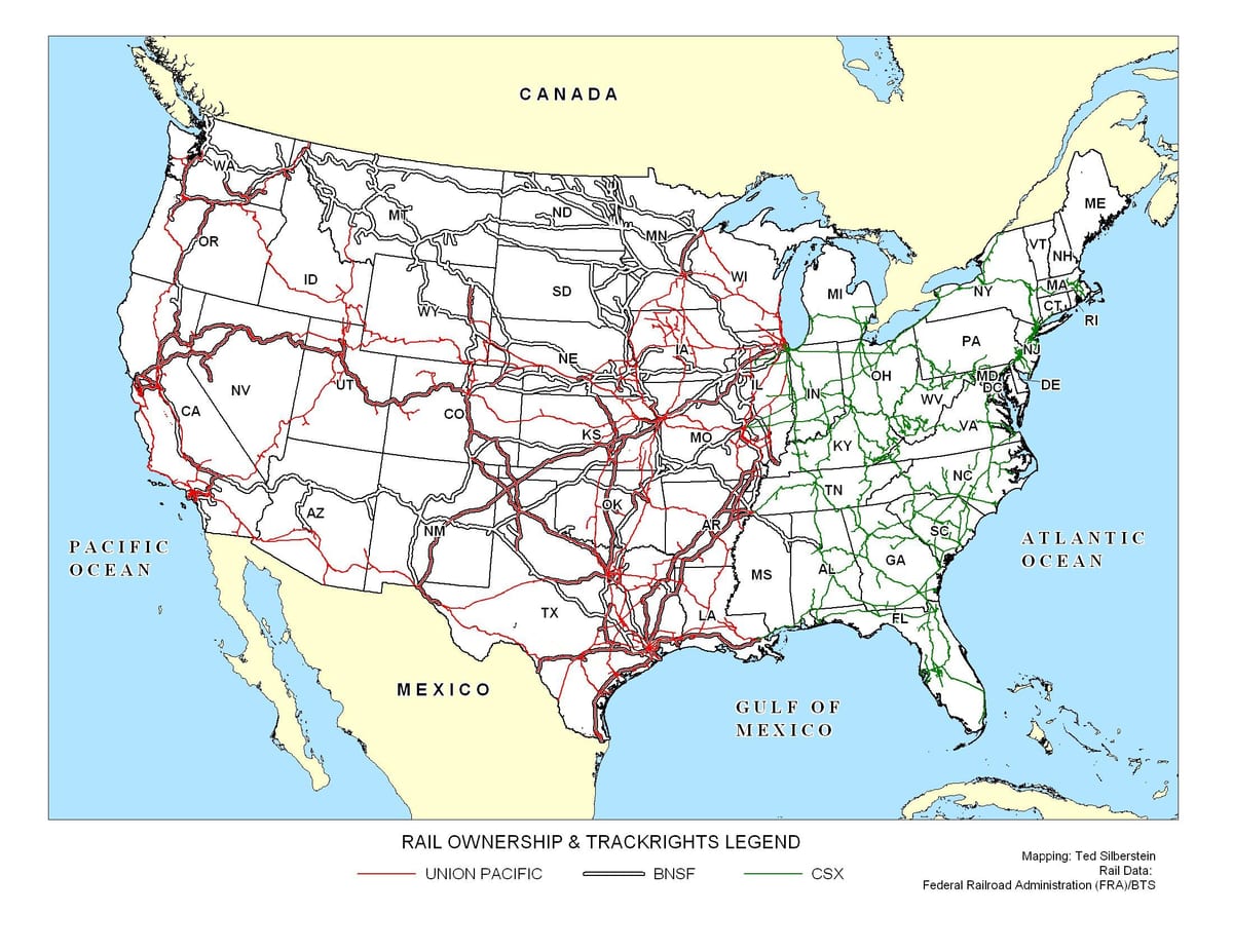米貨物列車を地図