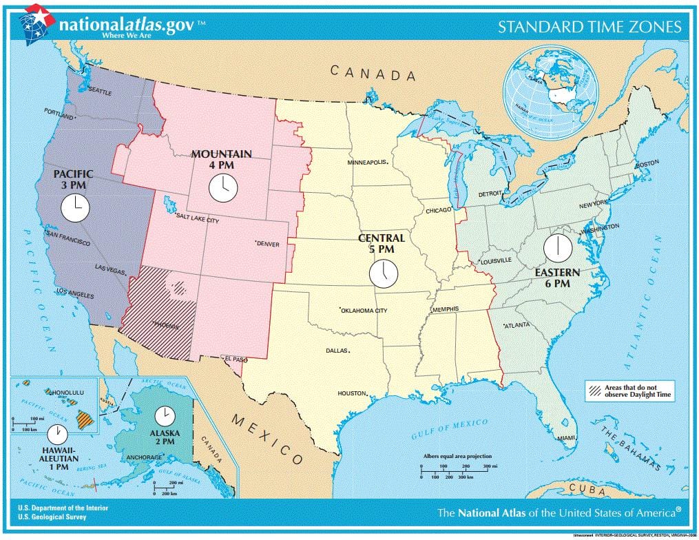 米国のゾーンの地図