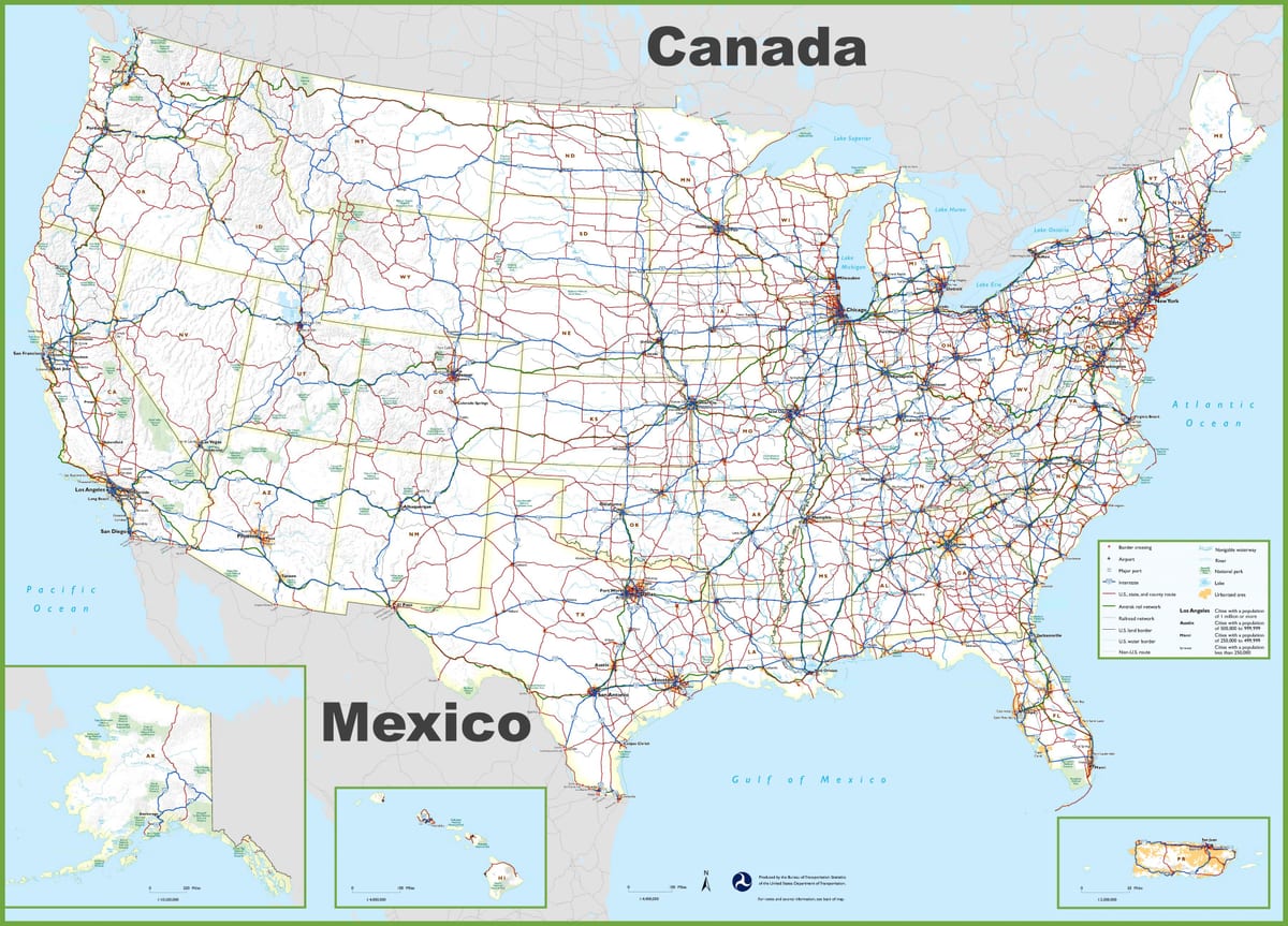 米国輸送地図