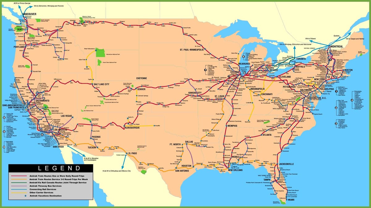 電車の米国の地図