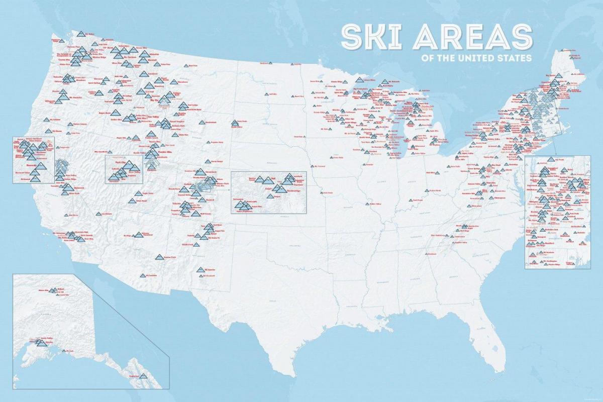 米国のスキーリゾート地図