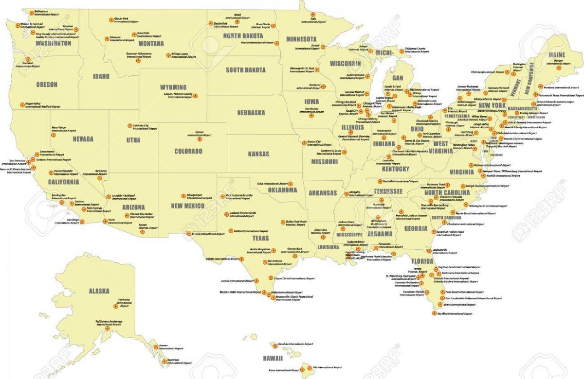 米国国際空港地図
