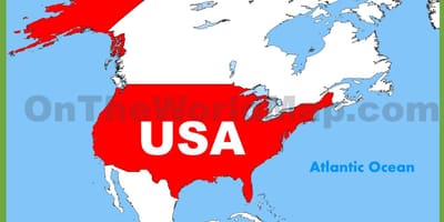 北アメリカの地図