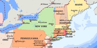 地図の北東米国の都市