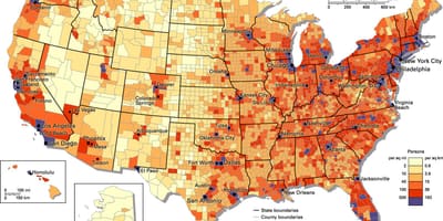 米国の人口地図