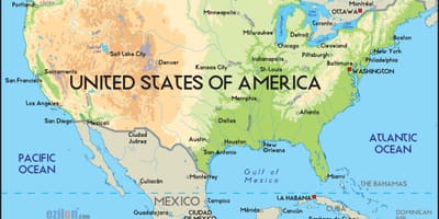 地図アメリカと海