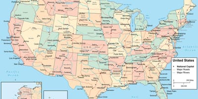 地図の米国および都市