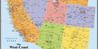 米国西海岸の地図