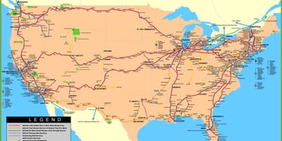 電車の米国の地図
