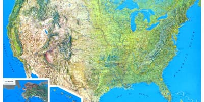 米国の立体地図（レリーフマップ