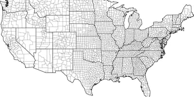 米国の郡の地図