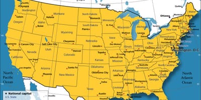 米国内での地図