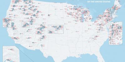 米国のスキーリゾート地図